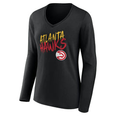 Atlanta Hawks Women's Hustle Custom Long Sleeve V-Neck T-Shirt Black outlet