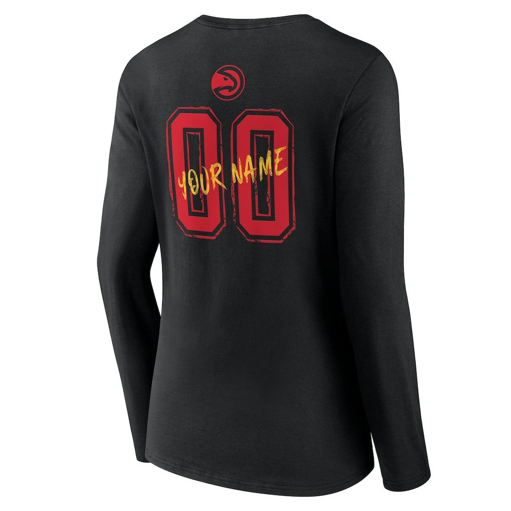 Atlanta Hawks Women's Hustle Custom Long Sleeve V-Neck T-Shirt Black outlet