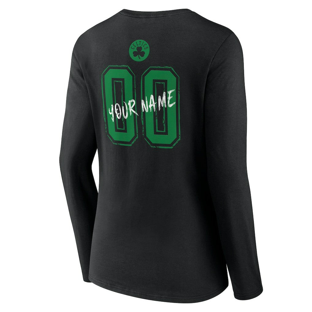 Boston Celtics Women's Hustle Custom Long Sleeve V-Neck T-Shirt Black outlet