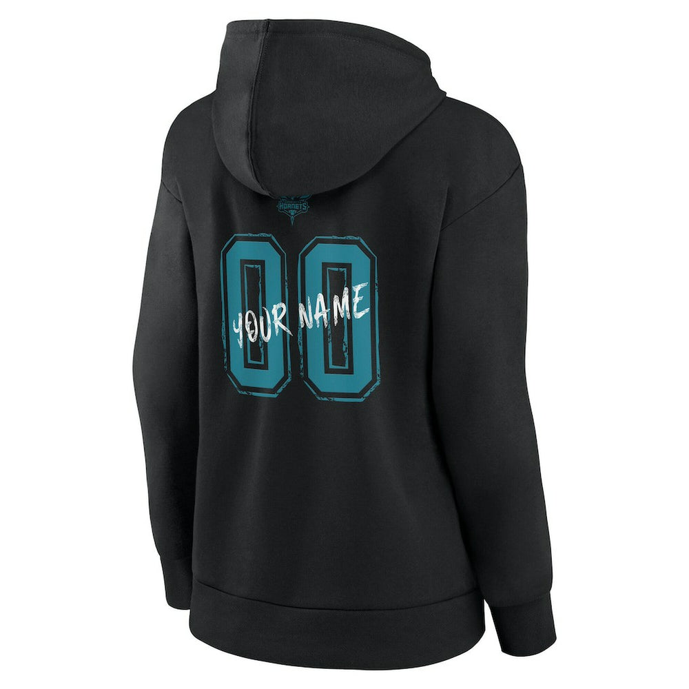 Charlotte Hornets Women's Hustle Custom Pullover Hoodie Black