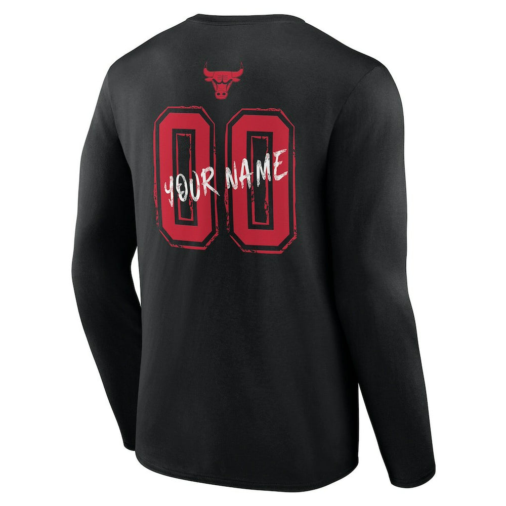 Chicago Bulls Hustle Custom Long Sleeve T-Shirt Black