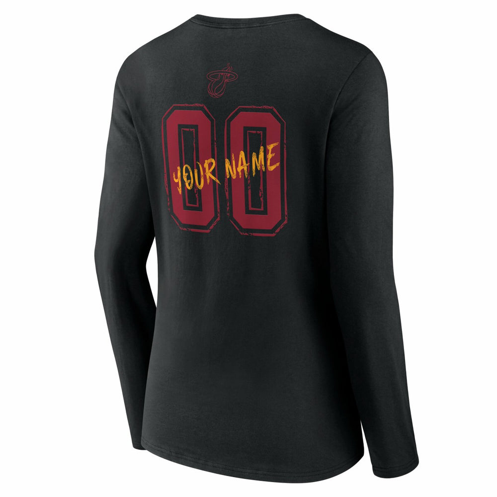 Miami Heat Women's Hustle Custom Long Sleeve V-Neck T-Shirt Black