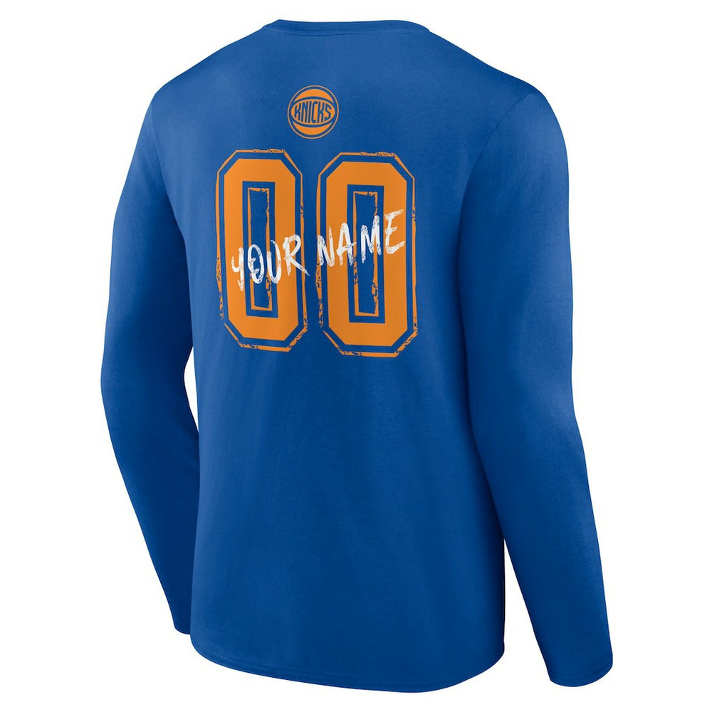 New York Knicks Hustle Custom Long Sleeve T-Shirt Blue