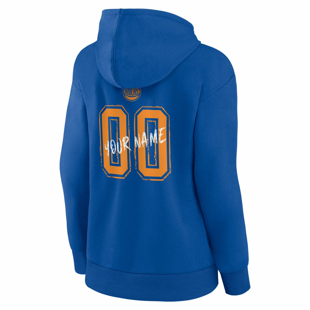 New York Knicks Women's Hustle Custom Pullover Hoodie Blue