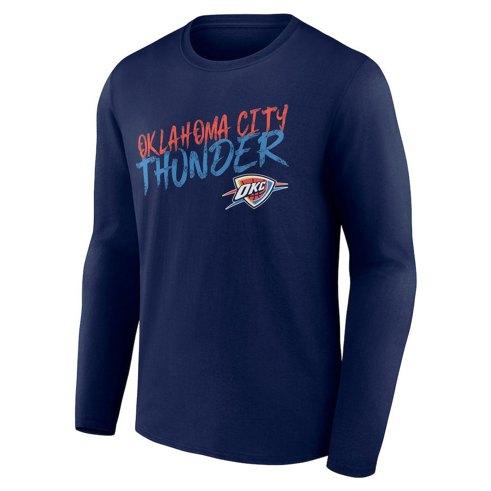 Oklahoma City Thunder Hustle Custom Long Sleeve T-Shirt Navy