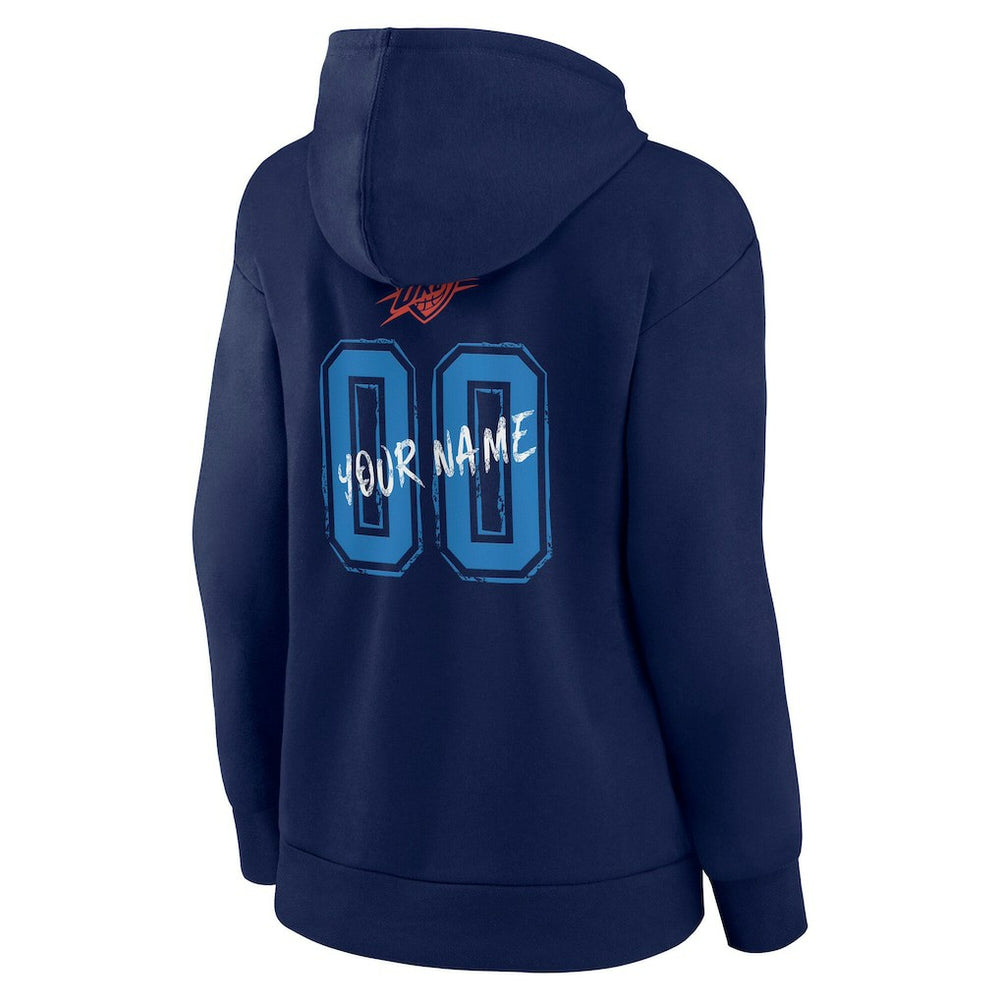 Oklahoma City Thunder Women's Hustle Custom Pullover Hoodie Navy