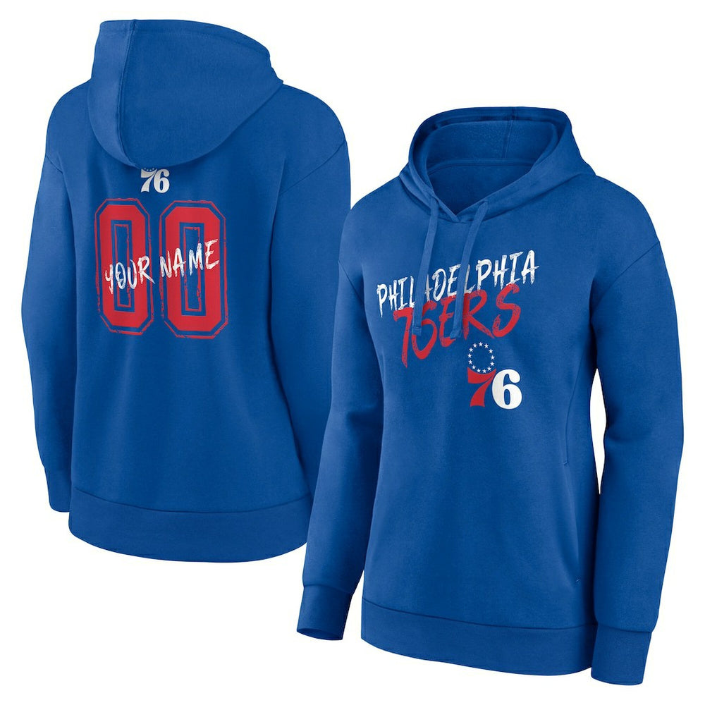 Philadelphia 76ers Women's Hustle Custom Pullover Hoodie Royal
