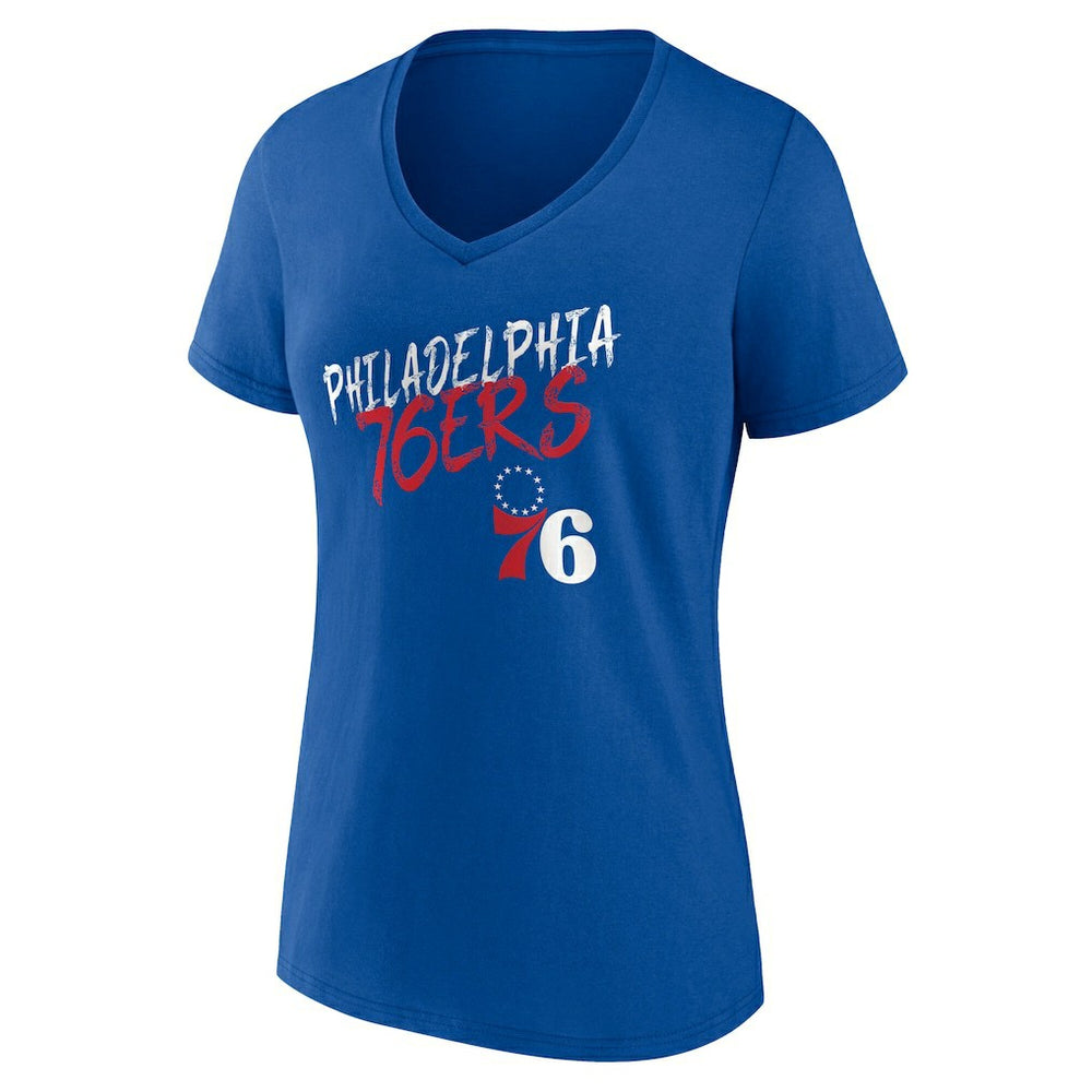 Philadelphia 76ers Women's Hustle Custom V-Neck T-Shirt Royal