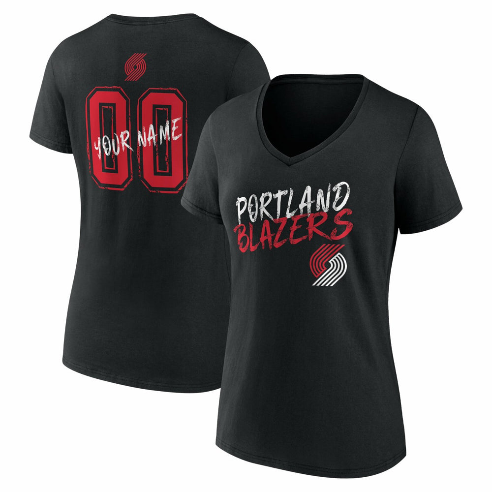 Portland Trail Blazers Women's Hustle Custom V-Neck T-Shirt Black
