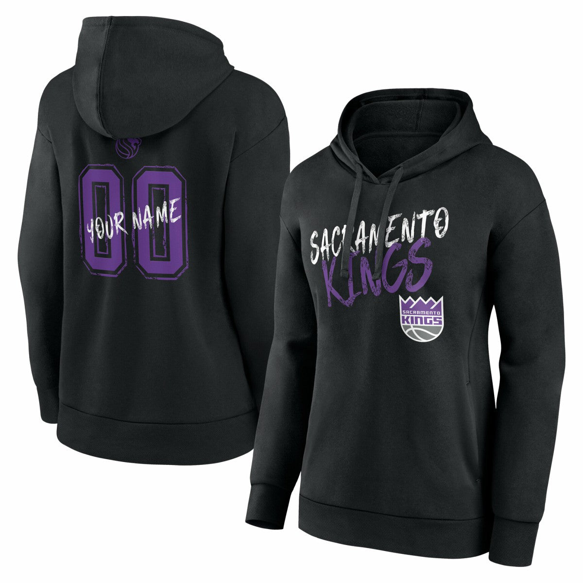 Sacramento Kings Women's Hustle Custom Pullover Hoodie Black outlet