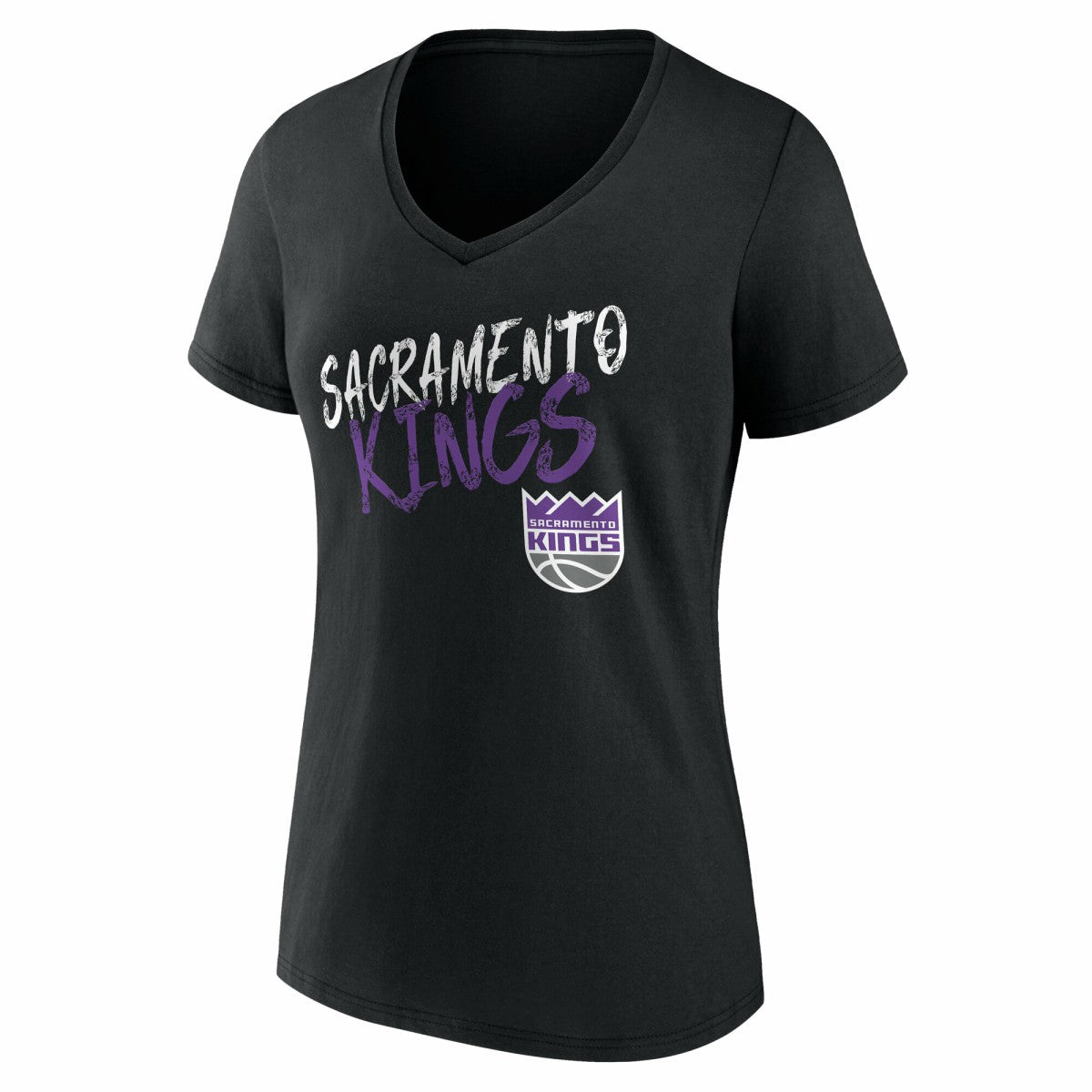 Sacramento Kings Women's Hustle Custom V-Neck T-Shirt Black