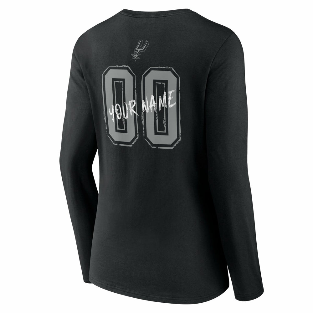 San Antonio Spurs Women's Hustle Custom Long Sleeve V-Neck T-Shirt Black