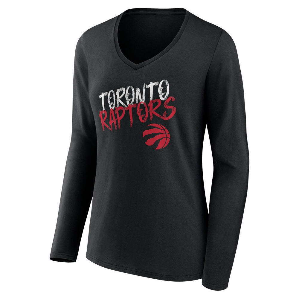 Toronto Raptors Women's Hustle Custom Long Sleeve V-Neck T-Shirt Black