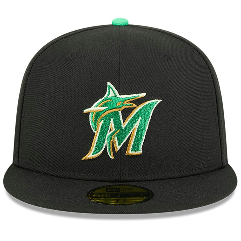 Miami Marlins New Era 2026 St. Patrick's Day 59FIFTY Fitted Hat - Black Hats