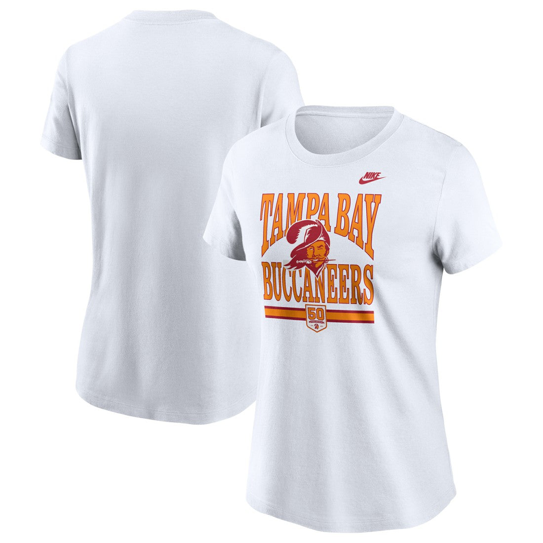Tampa Bay Buccaneers Women's 50th Season T-Shirt - White T-shirts