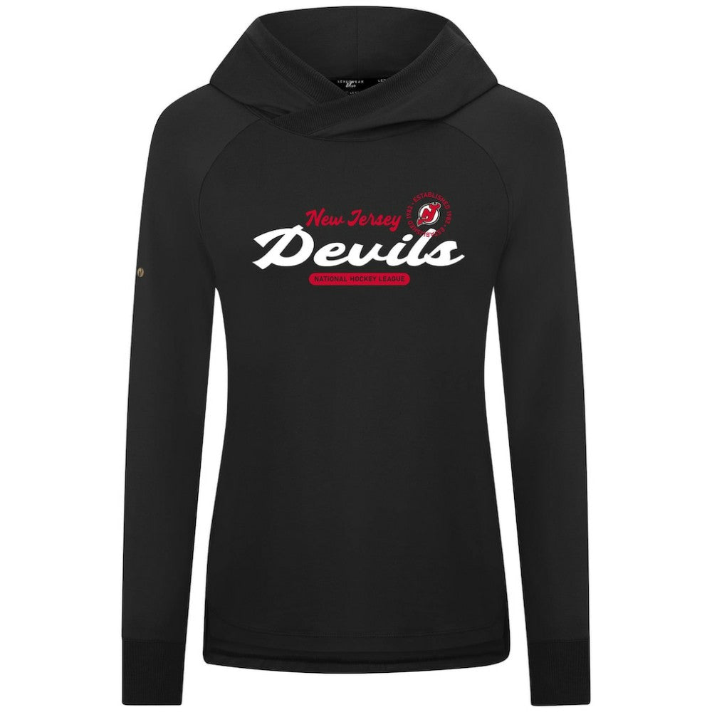 New Jersey Devils Levelwear Women's Slender Monument Raglan Pullover Hoodie - Black | US 203144847