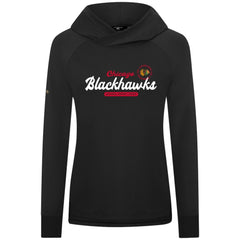 Chicago Blackhawks Levelwear Women's Slender Monument Raglan Pullover Hoodie - Black | US 203144849