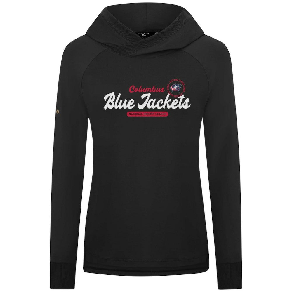 Columbus Blue Jackets Levelwear Women's Slender Monument Raglan Pullover Hoodie - Black | US 203144850