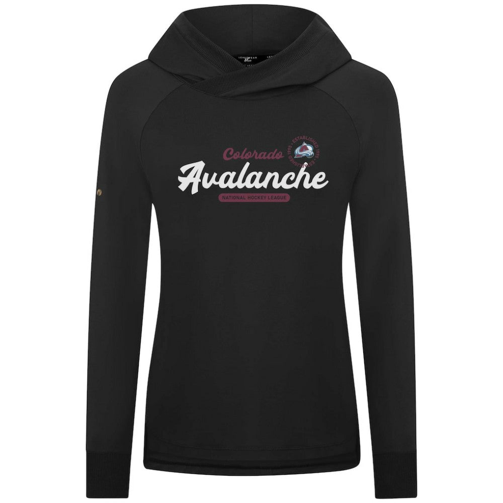 Colorado Avalanche Levelwear Women's Slender Monument Raglan Pullover Hoodie - Black | US 203144852