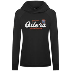 Edmonton Oilers Levelwear Women's Slender Monument Raglan Pullover Hoodie - Black | US 203144853