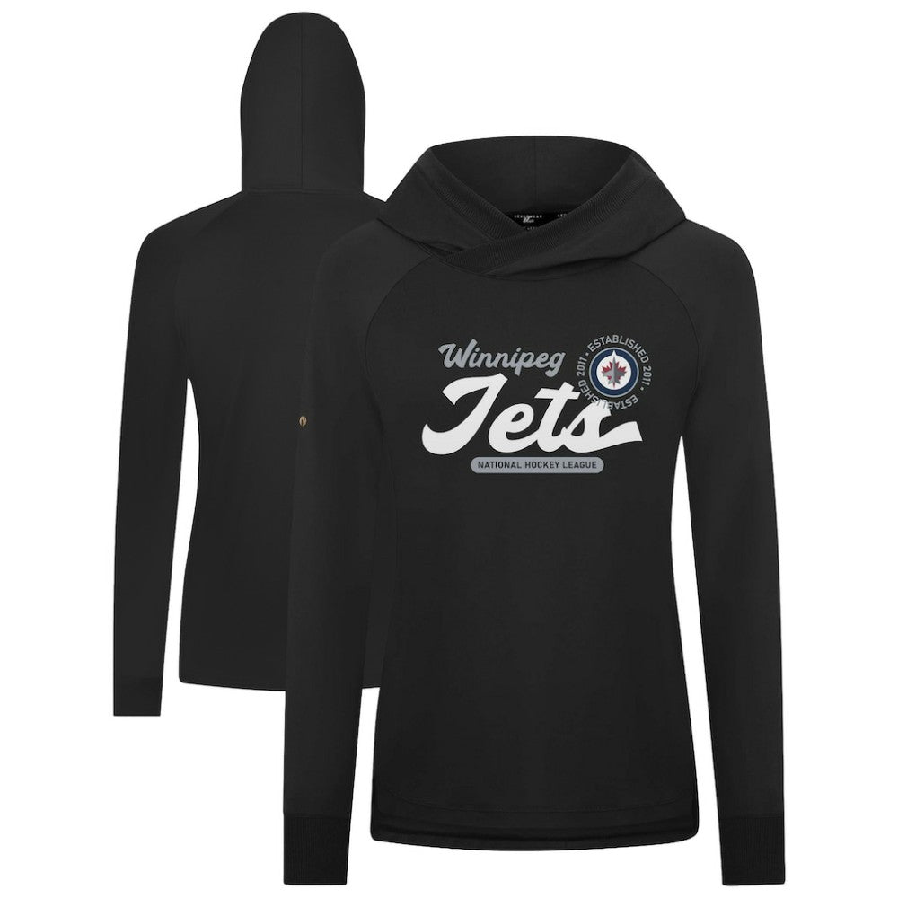 Winnipeg Jets Levelwear Women's Slender Monument Raglan Pullover Hoodie - Black | US 203144862