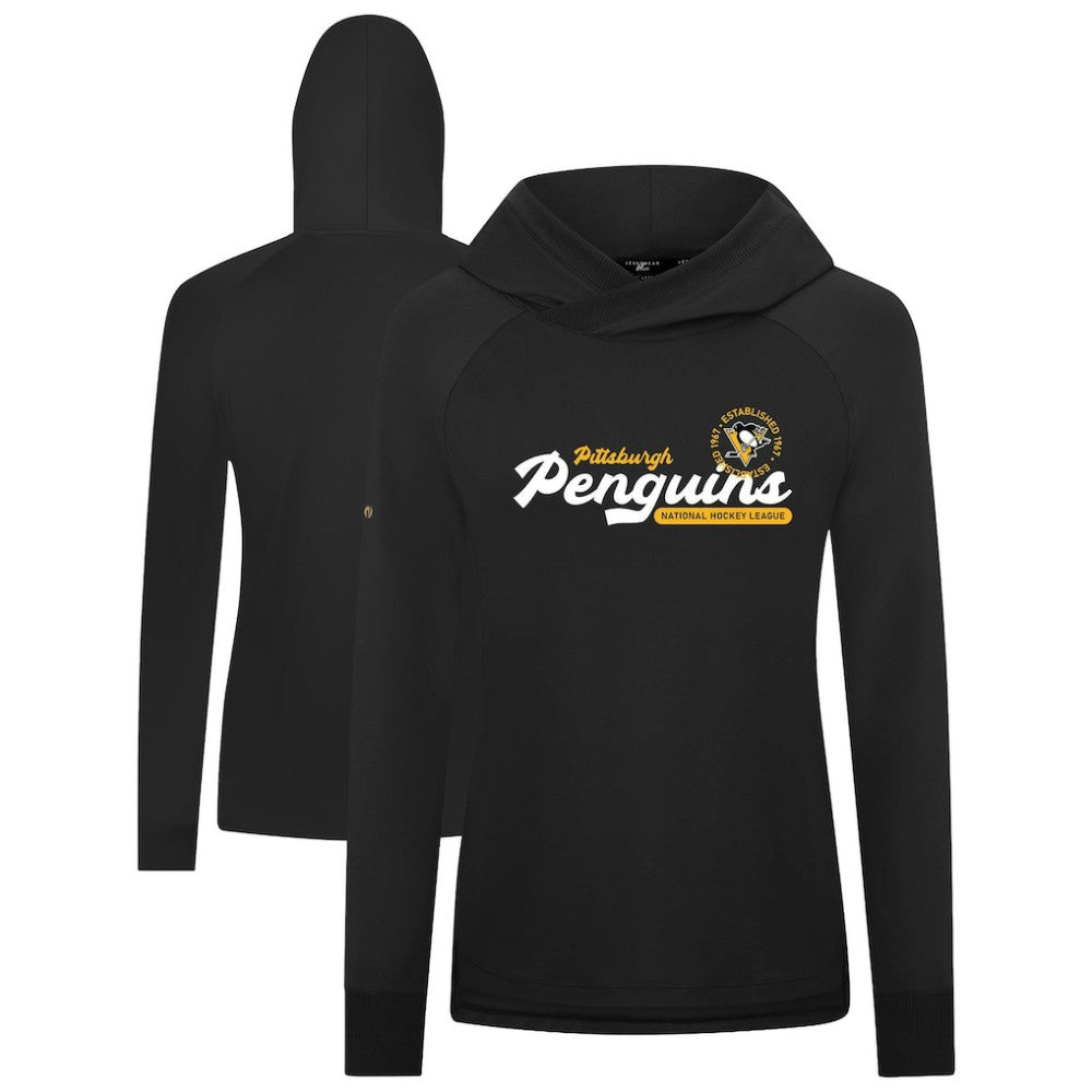 Pittsburgh Penguins Levelwear Women's Slender Monument Raglan Pullover Hoodie - Black | US 203144865