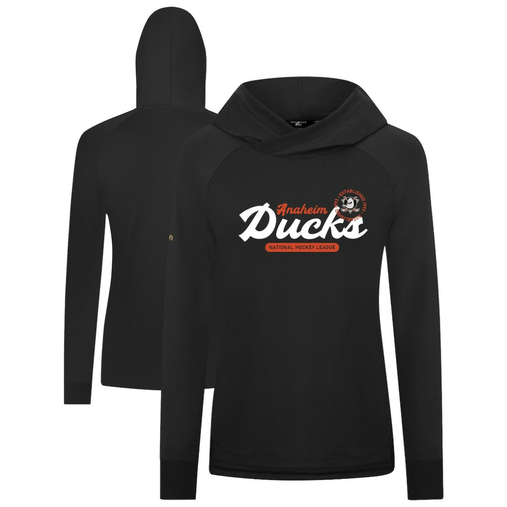Anaheim Ducks Levelwear Women's Slender Monument Raglan Pullover Hoodie - Black | US 203144867