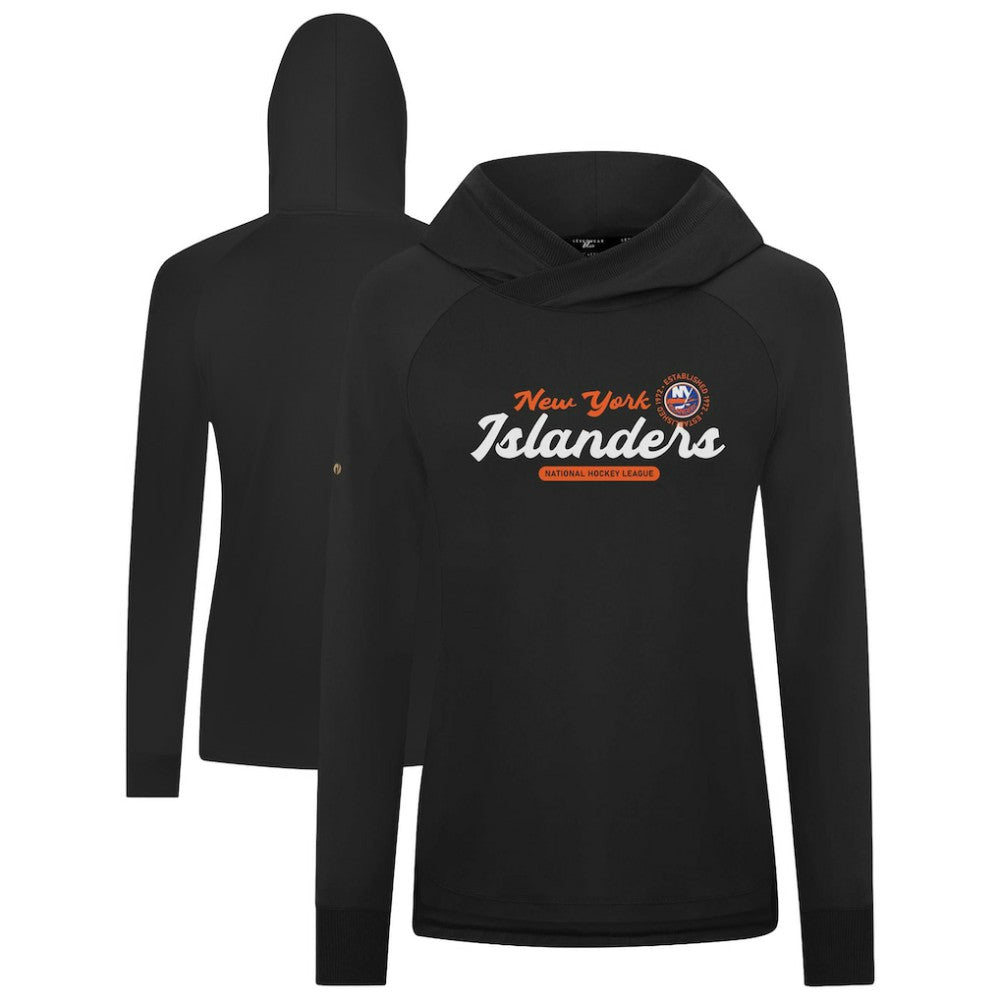 New York Islanders Levelwear Women's Slender Monument Raglan Pullover Hoodie - Black | US 203144868