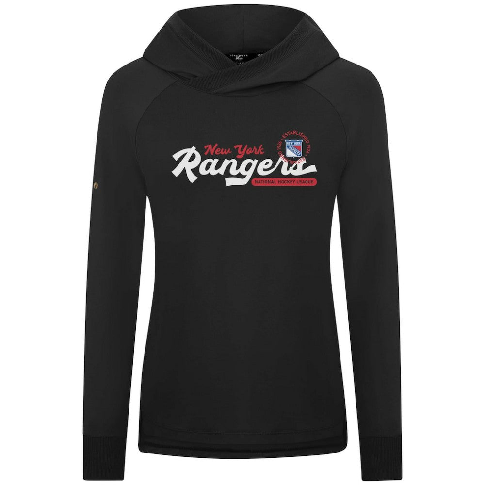 New York Rangers Levelwear Women's Slender Monument Raglan Pullover Hoodie - Black | US 203144869