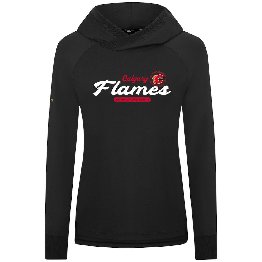 Calgary Flames Levelwear Women's Slender Monument Raglan Pullover Hoodie - Black | US 203144871