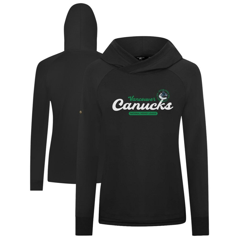 Vancouver Canucks Levelwear Women's Slender Monument Raglan Pullover Hoodie - Black | US 203144873