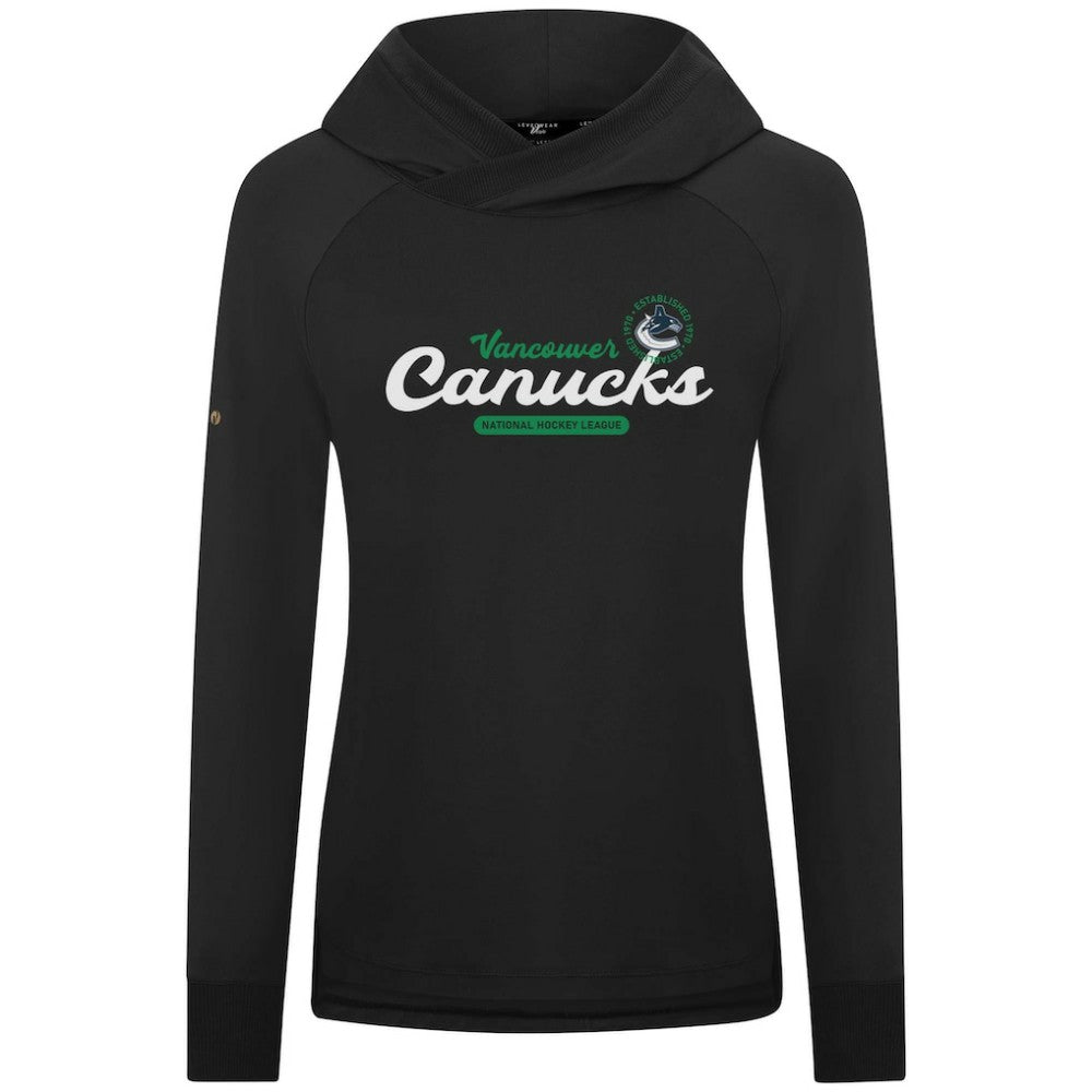 Vancouver Canucks Levelwear Women's Slender Monument Raglan Pullover Hoodie - Black | US 203144873