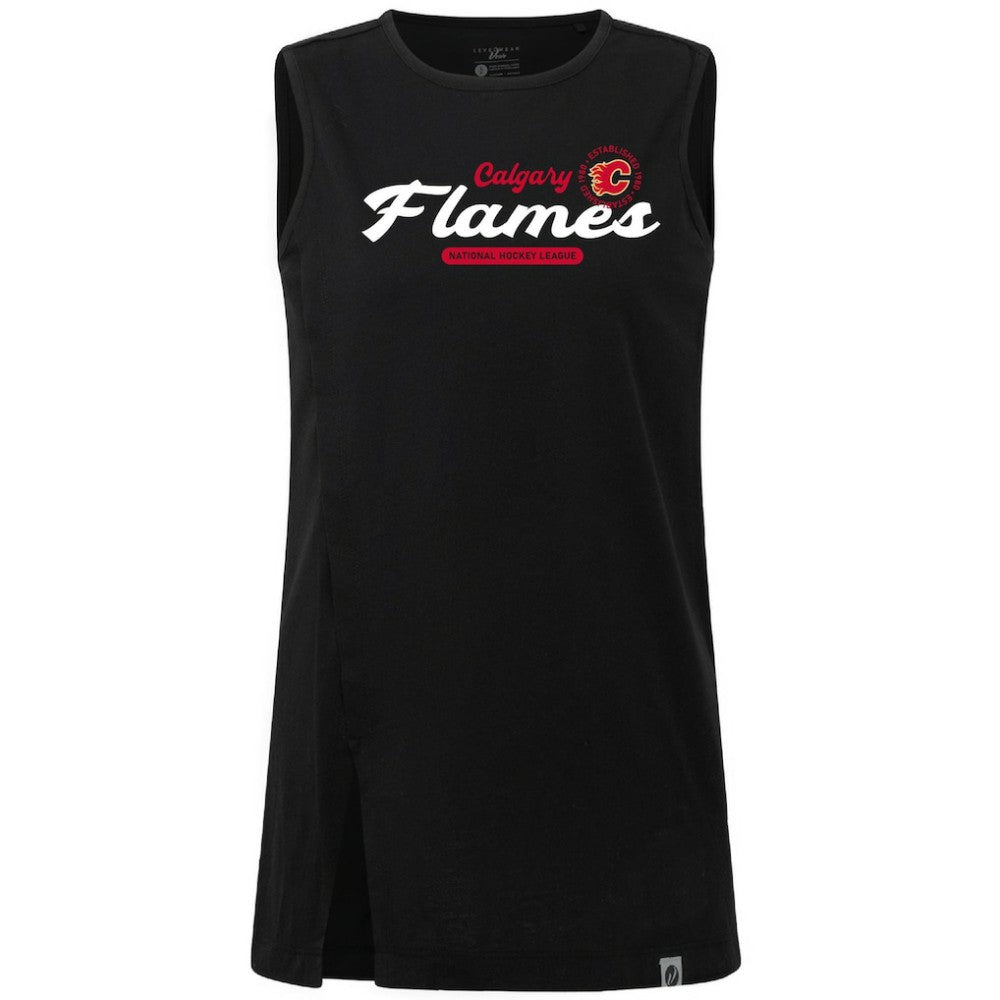 Calgary Flames Levelwear Women's Influx Monument Tank Top - Black | US 203145014