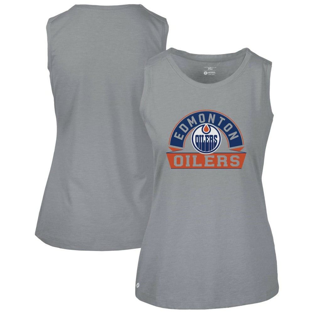Edmonton Oilers Levelwear Women's Macy Banner Arch Tank Top - Gray | US 203145025