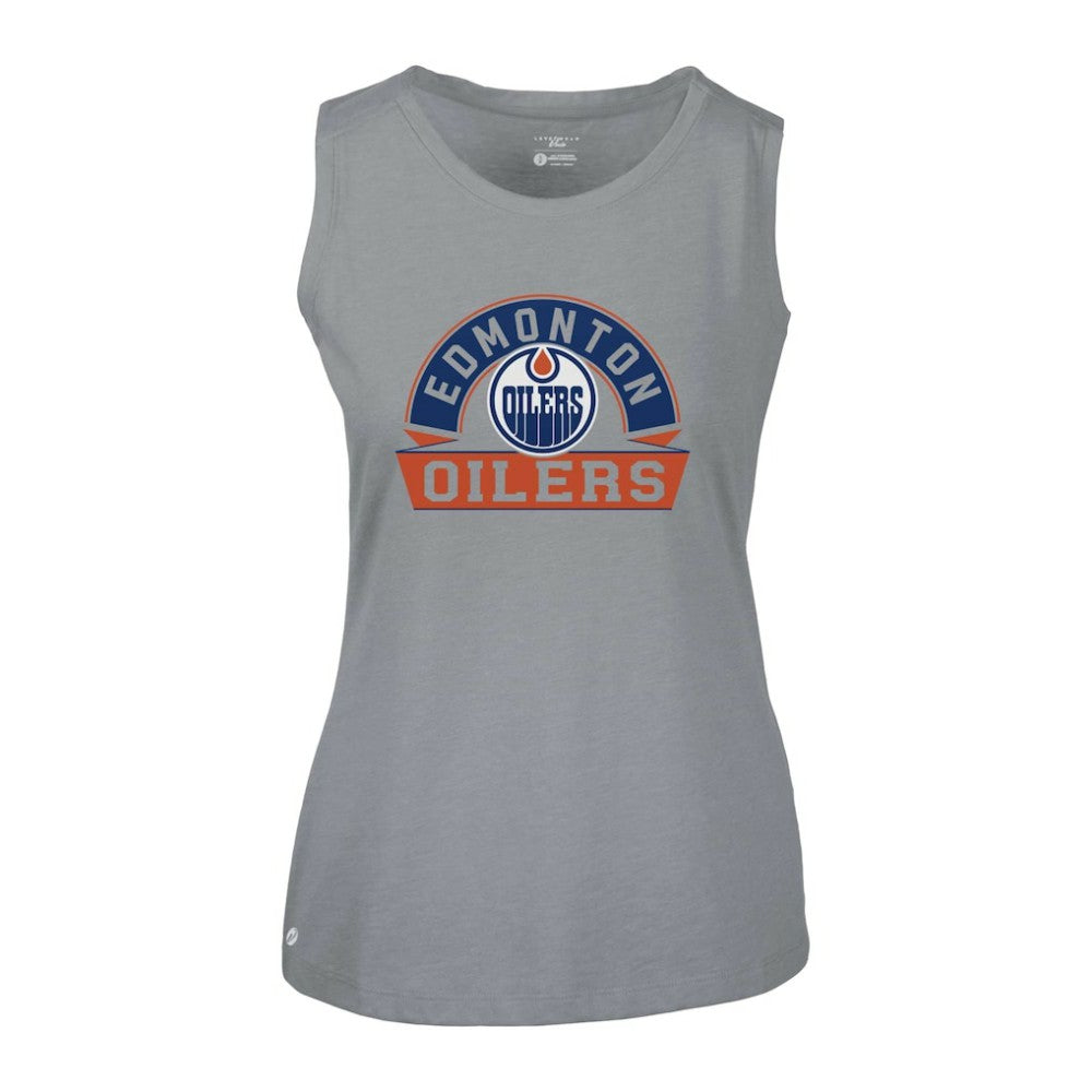 Edmonton Oilers Levelwear Women's Macy Banner Arch Tank Top - Gray | US 203145025