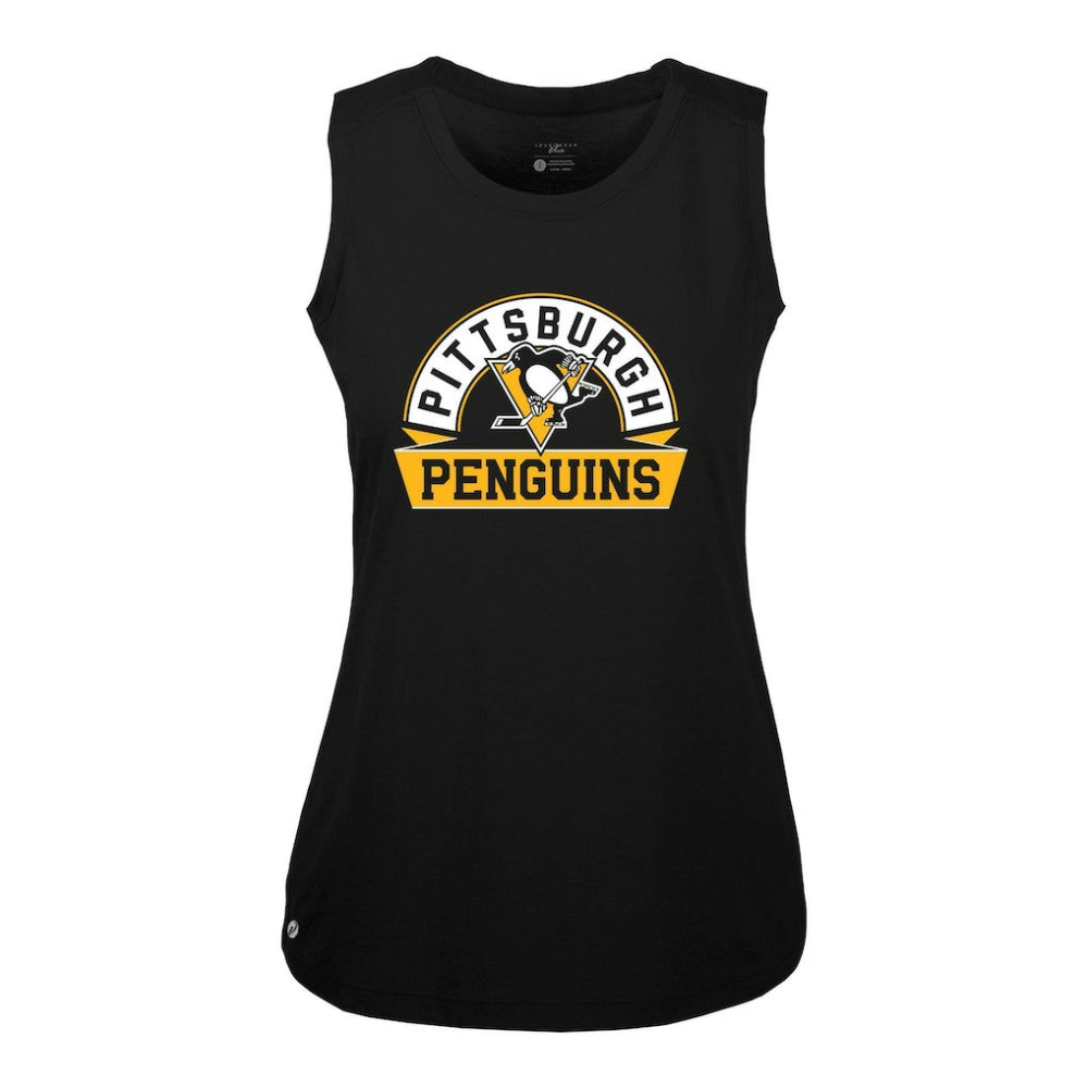 Pittsburgh Penguins Levelwear Women's Macy Banner Arch Tank Top - Black | US 203145035