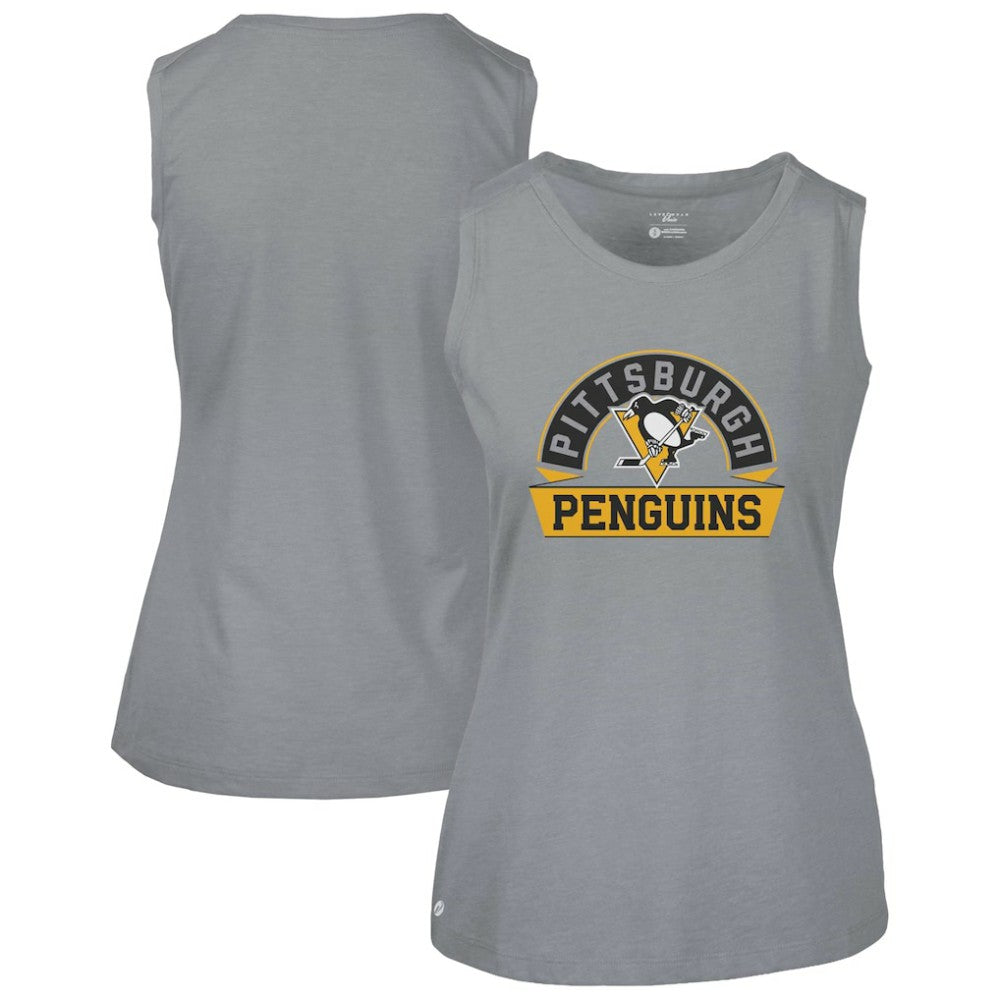 Pittsburgh Penguins Levelwear Women's Macy Banner Arch Tank Top - Gray | US 203145036