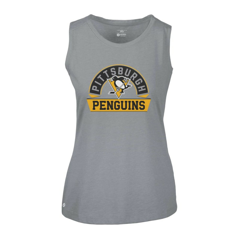 Pittsburgh Penguins Levelwear Women's Macy Banner Arch Tank Top - Gray | US 203145036