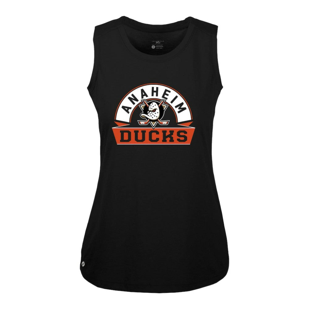 Anaheim Ducks Levelwear Women's Macy Banner Arch Tank Top - Black | US 203145037