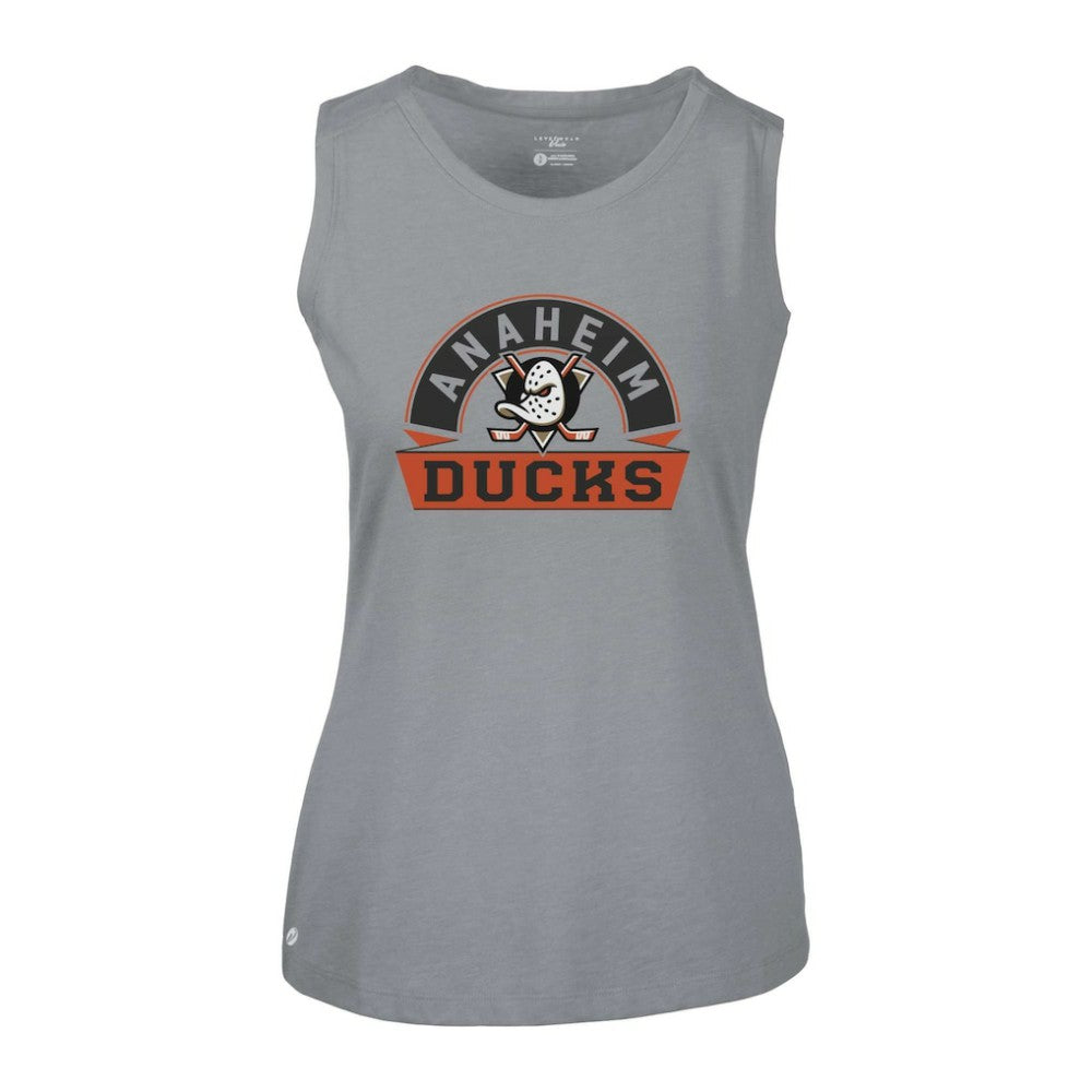 Anaheim Ducks Levelwear Women's Macy Banner Arch Tank Top - Gray | US 203145038