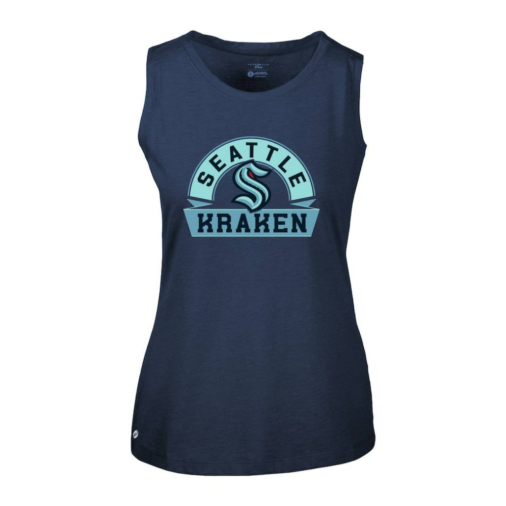Seattle Kraken Levelwear Women's Macy Banner Arch Tank Top - Deep Sea Blue | US 203145054
