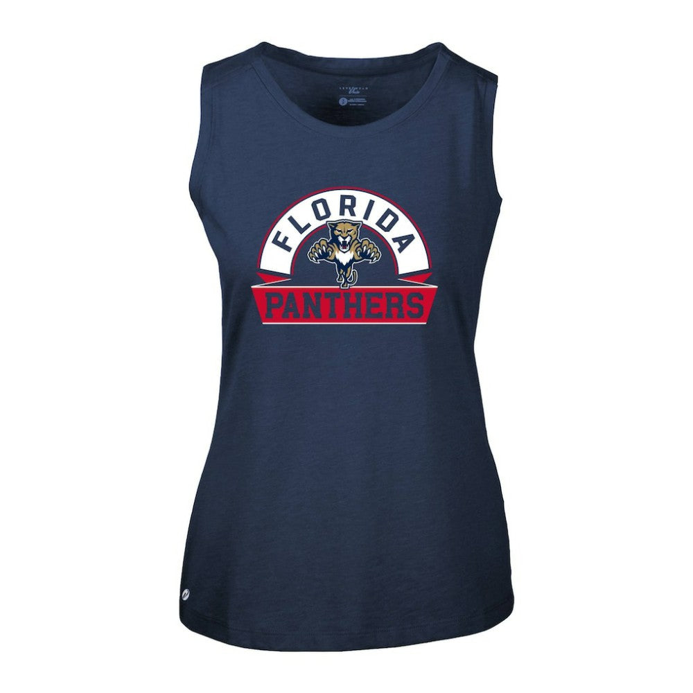 Florida Panthers Levelwear Women's Macy Banner Arch Tank Top - Navy | US 203145063