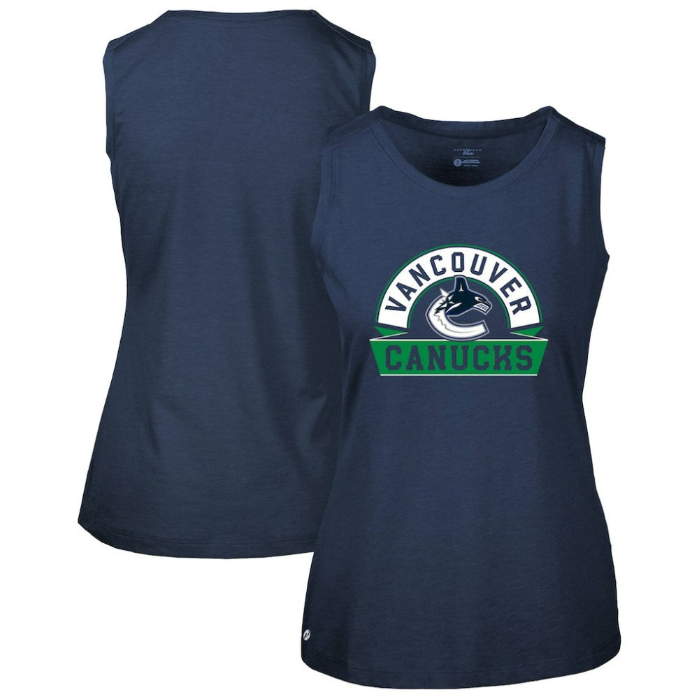 Vancouver Canucks Levelwear Women's Macy Banner Arch Tank Top - Navy | US 203145074