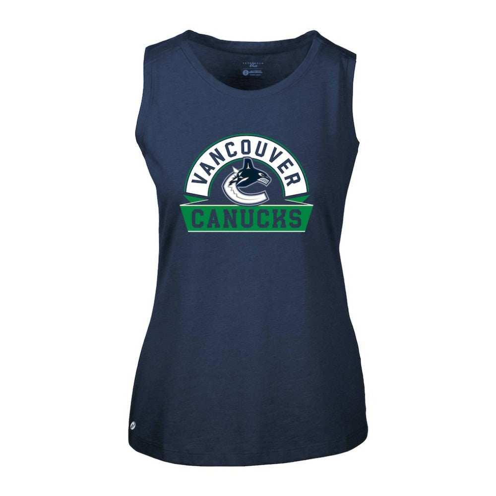 Vancouver Canucks Levelwear Women's Macy Banner Arch Tank Top - Navy | US 203145074