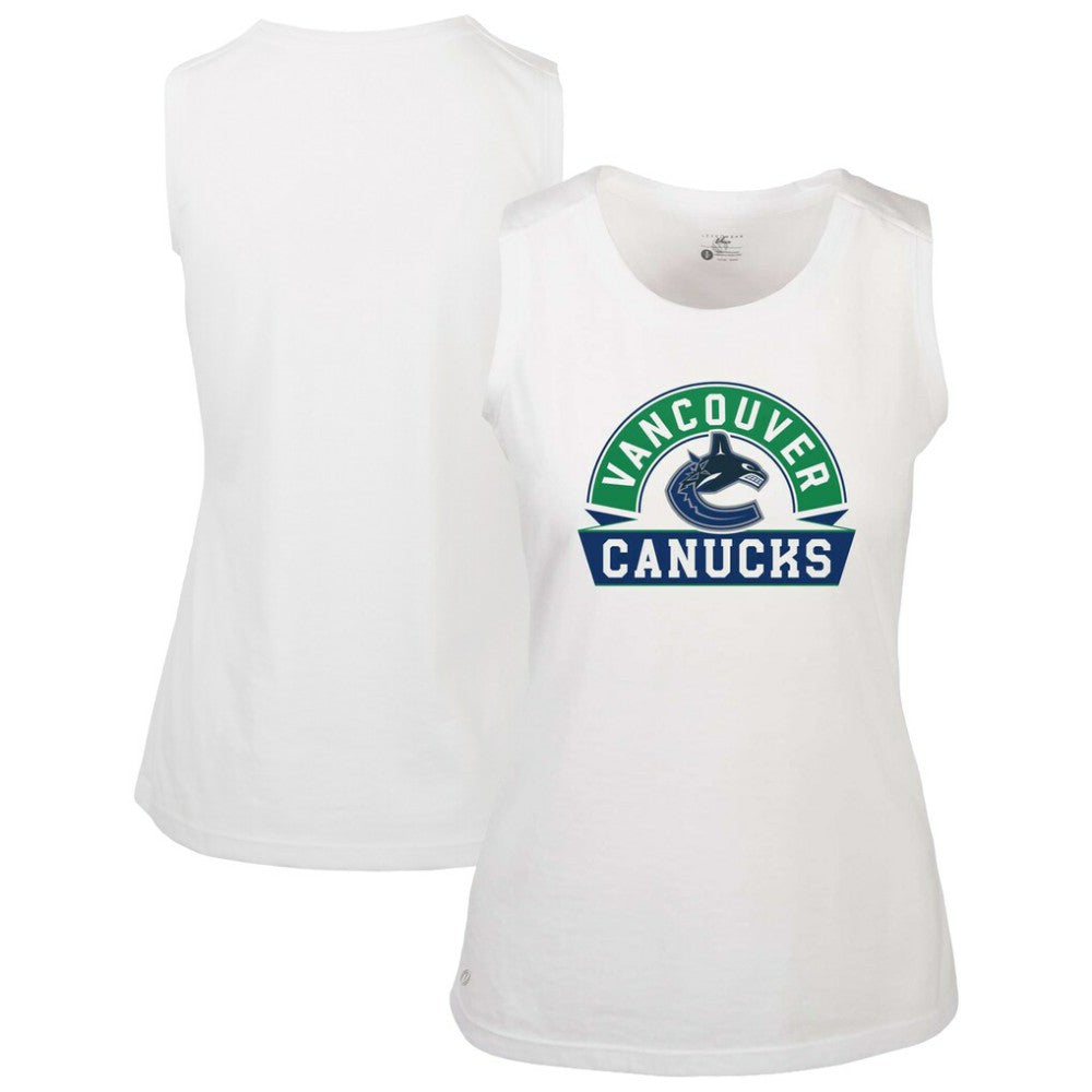 Vancouver Canucks Levelwear Women's Macy Banner Arch Tank Top - White | US 203145079