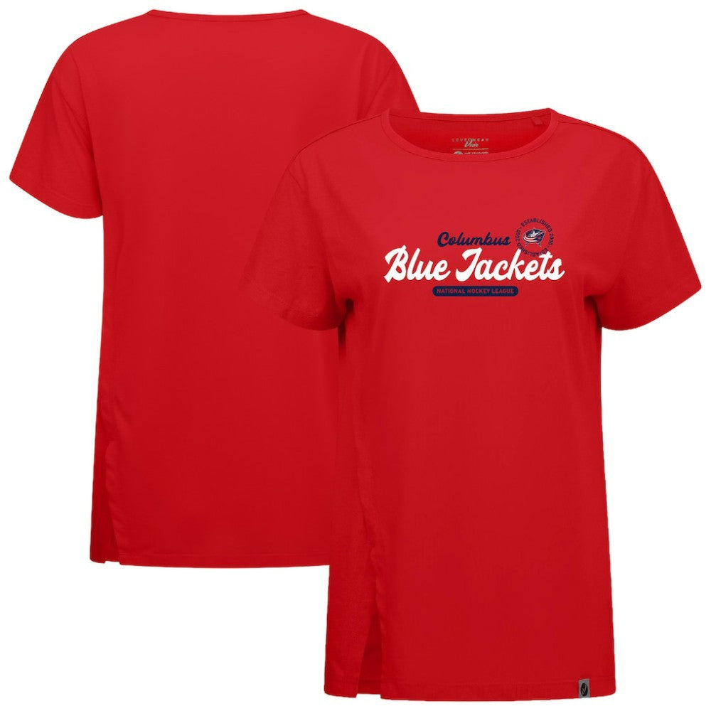 Columbus Blue Jackets Levelwear Women's Influx Monument T-Shirt - Red | US 203145086