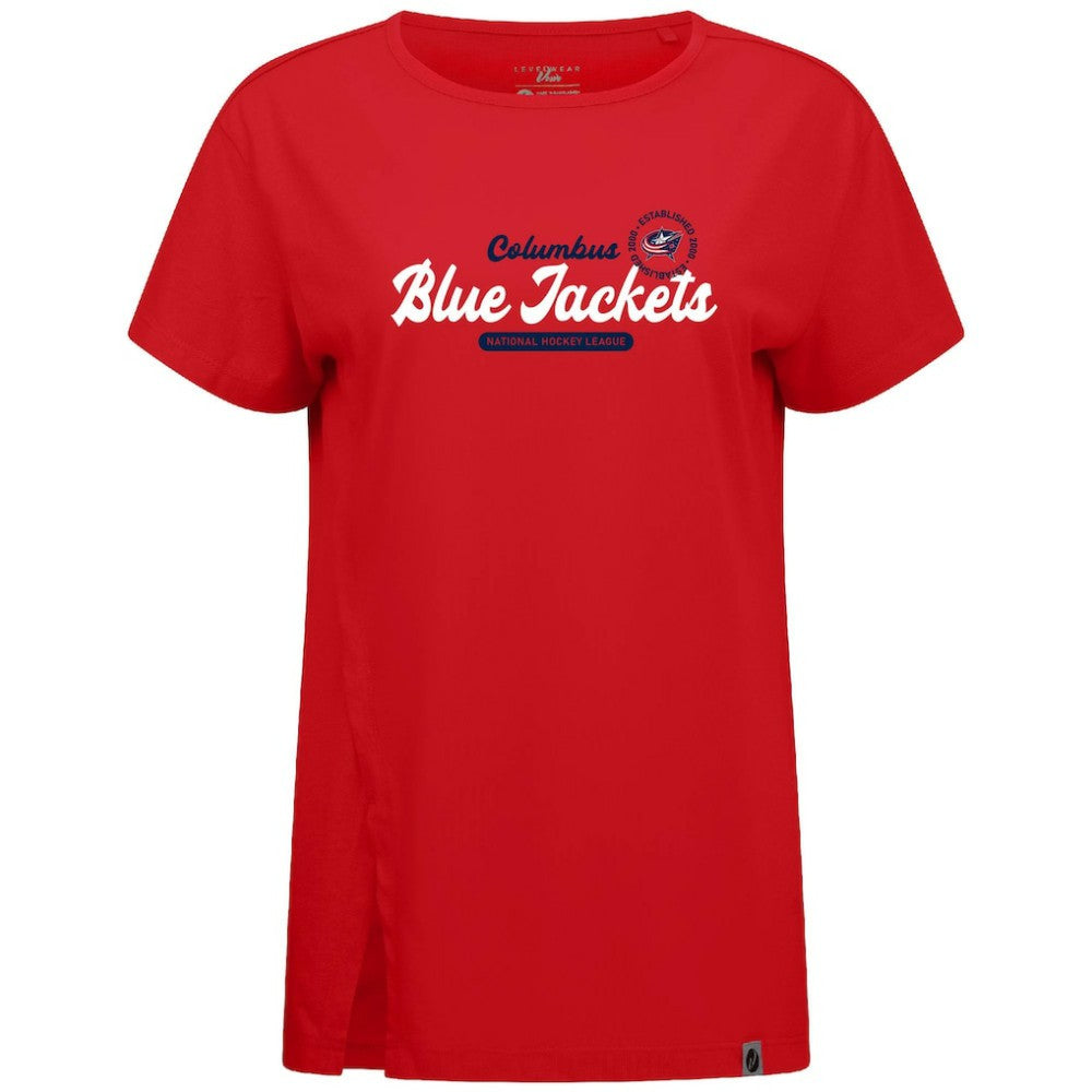 Columbus Blue Jackets Levelwear Women's Influx Monument T-Shirt - Red | US 203145086