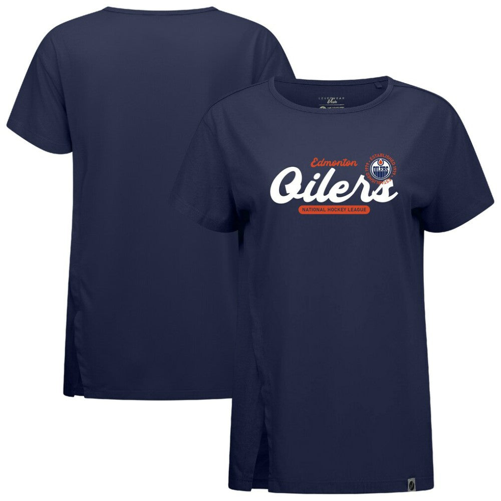 Edmonton Oilers Levelwear Women's Influx Monument T-Shirt - Navy | US 203145099