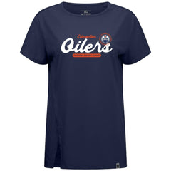 Edmonton Oilers Levelwear Women's Influx Monument T-Shirt - Navy | US 203145099