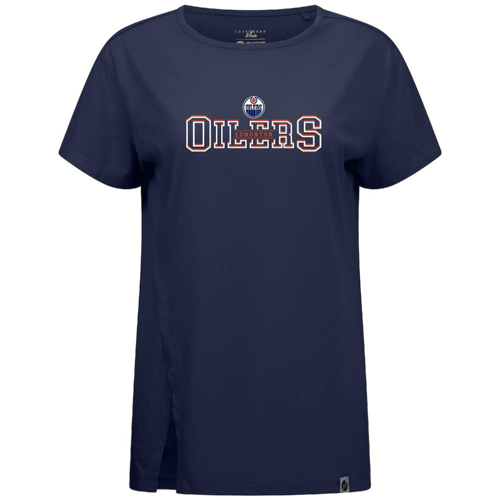 Edmonton Oilers Levelwear Women's Influx Journey T-Shirt - Navy | US 203145126